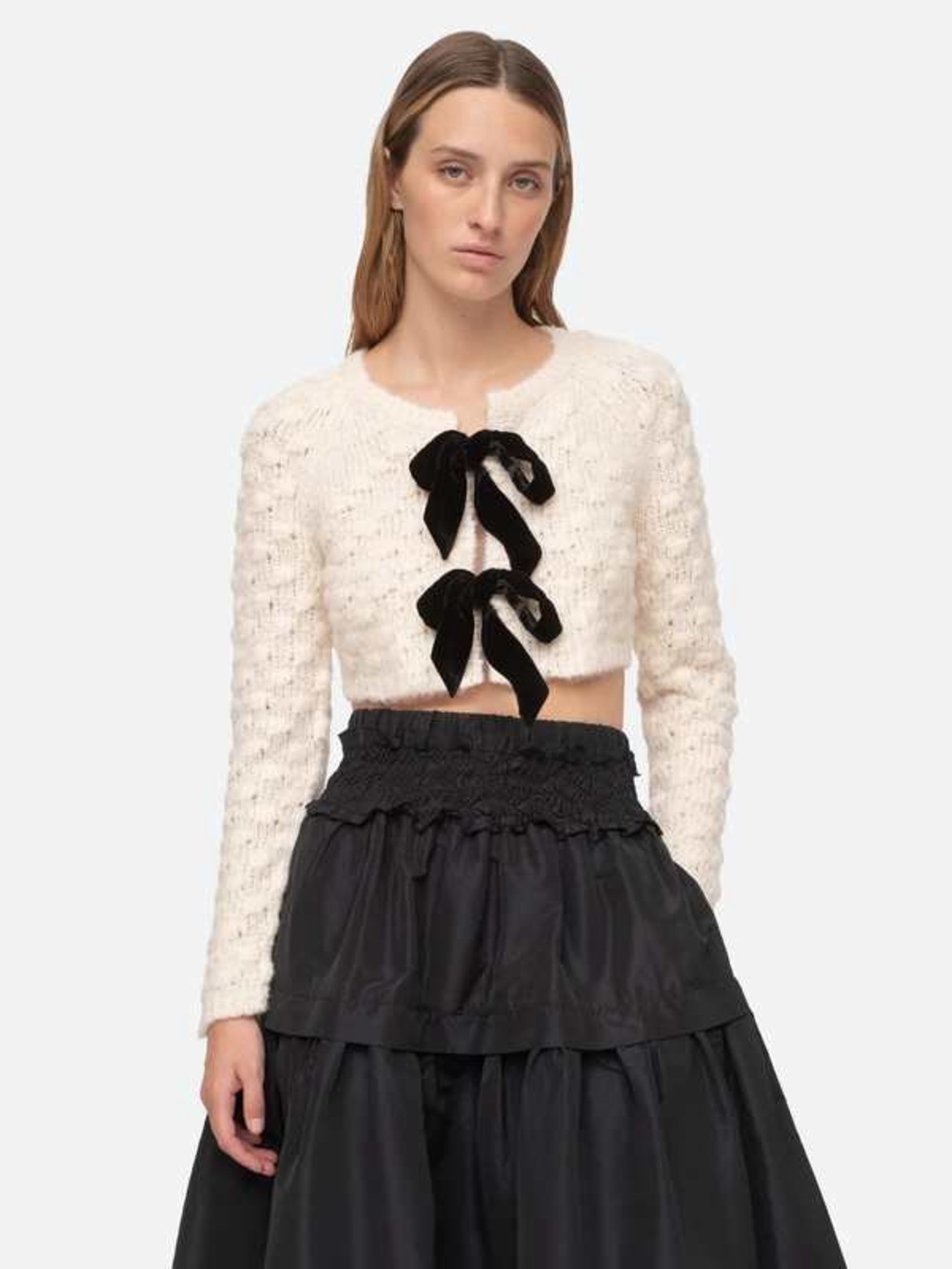 SEA New York cream knit tie-front cardigan